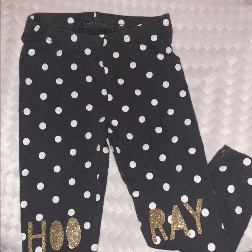 HOORAY Polkadot gray and white leggings